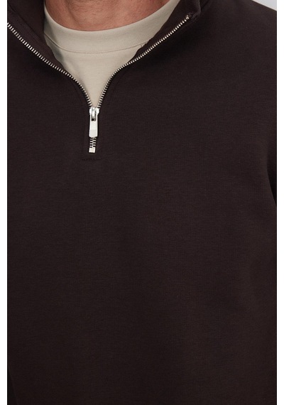 Tudors Unisex Relax Fit Rahat Kesim Pamuklu İçi Polarlı Yarım Fermuarlı Kahverengi Dik Yaka Sweatshirt-35159 Kahverengi Tudors Unisex Relax Fit Rahat Kesim Pamuklu İçi Polarlı Yarım Fermuarlı Kahverengi Dik Yaka Sweatshirt-35159 Kahverengi
