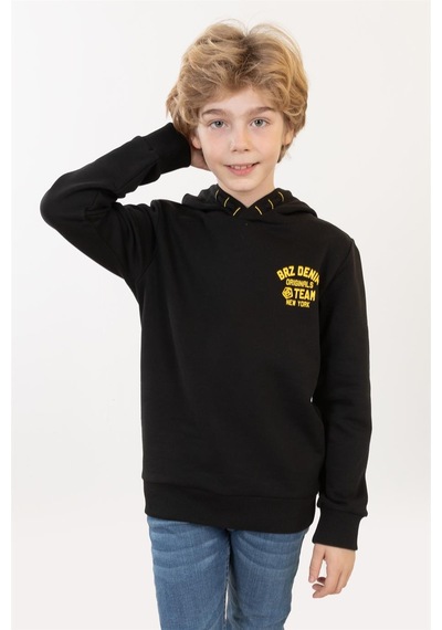 Brz Kids Baskılı Erkek Çocuk Sweatshirt Hoodie-siyah Siyah