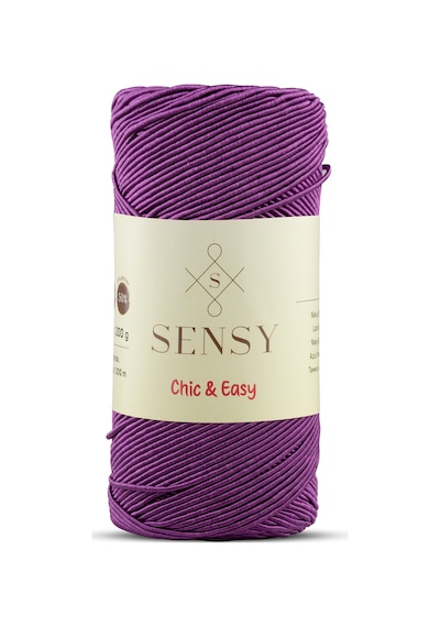 Sensy Premium Chic&easy 200 Gr Slim Supra İp Mumlu Makrome İp Runner İpi Çanta İpi Pase İp Mor