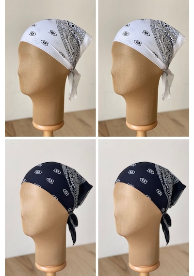 Pamuklu Klasik Desen Unisex 4lü Bandana Seti Renkli Bandana Etnik Desenli A Kalite Bandana Kırmızı - Mor