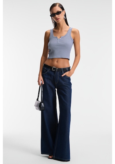 Ethıquet MAVSERA Kadın Kalın Askılı U Yaka Patlı Düğmeli Crop Slim Lacivert / Beyaz Atlet Ethıquet MAVSERA Kadın Kalın Askılı U Yaka Patlı Düğmeli Crop Slim Lacivert / Beyaz Atlet