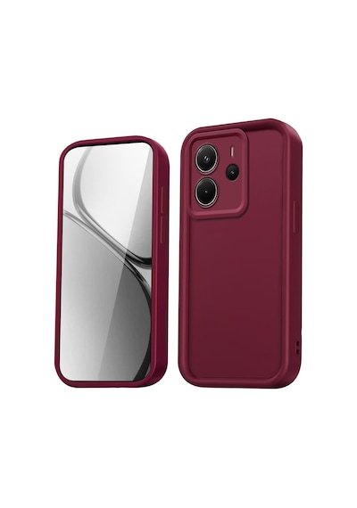 Fibaks Redmi Note 14 4G Uyumlu Kılıf Kamera Korumalı Yumuşak Dokulu Darbe Emici Bordo Silikon Kapak