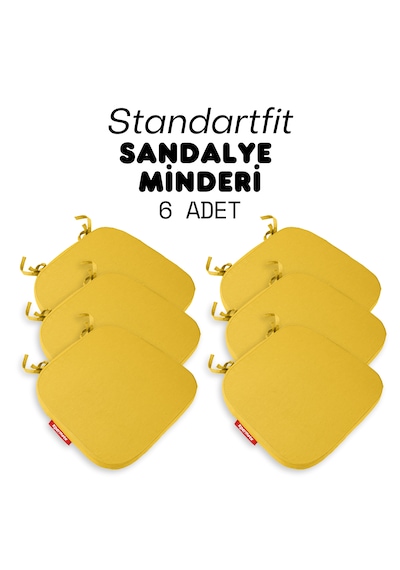 Xpermate 6'lı Standartfit Oval Sandalye Minderi 42x42x5 Sarı