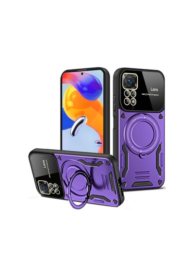 Redmi Note 12 Pro 4g Kılıf Tam Koruma Sağlayan Manyetik Standlı Tank Silikon Kapak Ryc/joy Lens Mor
