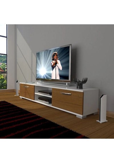 Decoraktiv Eko 140 Slm Dvd Tv Ünitesi Tv Sehpası - Beyaz - Ceviz Beyaz - Ceviz