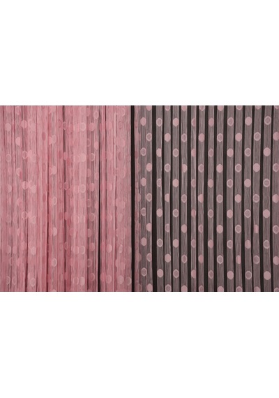 Küçük Puanlı Model Pembe Renk Hazır Ip Perde 300x270 Cm