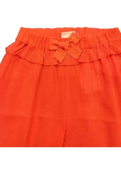 Çikoby Kız Bebek Fiyonk Detaylı Yazlık Pantolon-13872 Turuncu
