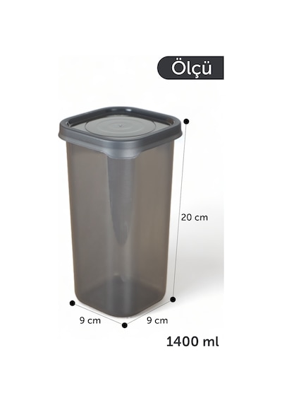 Kapaklı Erzak Bakliyat Saklama Kabı Kare Saklama Kutusu Seti 12 Adet 1400 ML