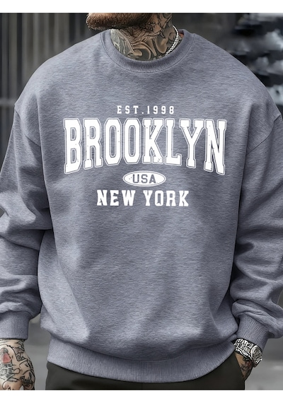Startmore Startmorebrooklyn New York Abd Baskı Erkek Kazak Sokak Modası Kazaklar Polar Sonbahar Gevşek Üstler Ra Gri
