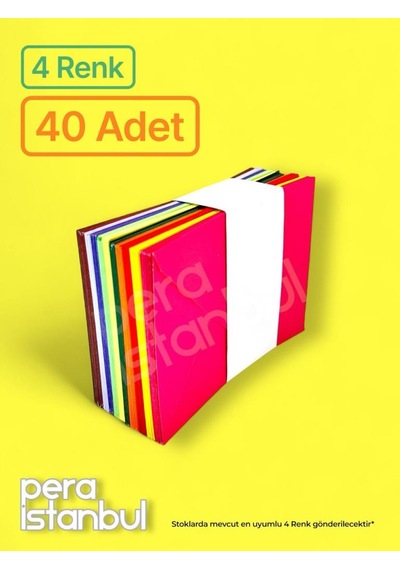 4 Renk 40 Adet 13x18 Renkli Mektup Davetiye Organizasyon Zarfı