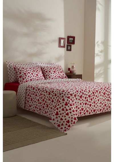 Karaca Home Amour Bliss %100 Pamuk Tek Kişilik Nevresim Takımı Kırmızı Kırmızı