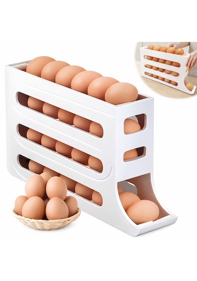 Microcase Abs Plastik Dolapiçi Yuvarlanır Tip Yumurta Organizer Ve Standı Al54529 Beyaz