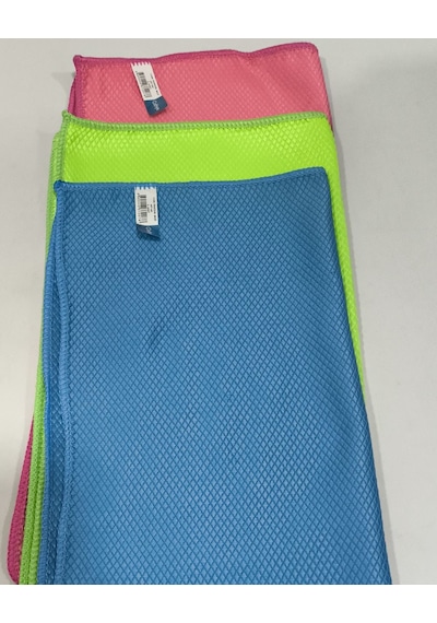 Mikrofiber Cam Temizlik Bezi 40 40 Cm 3 Adet - Gri-yeşil-pembe Karışık
