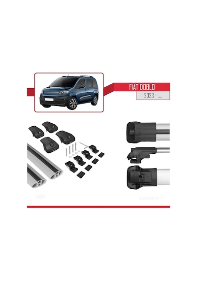 Accessorypart Fiat Doblo 2023 Ve Sonrası İle Uyumlu Ace-1 Ara Atkı Tavan Barı Gri