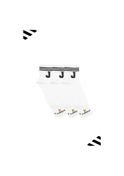 Kardeşler Çorap Unisex J Harfi Desenli Tenis Çorap Harfli Çorap 3'lü Paket Beyaz - 530648092 Beyaz