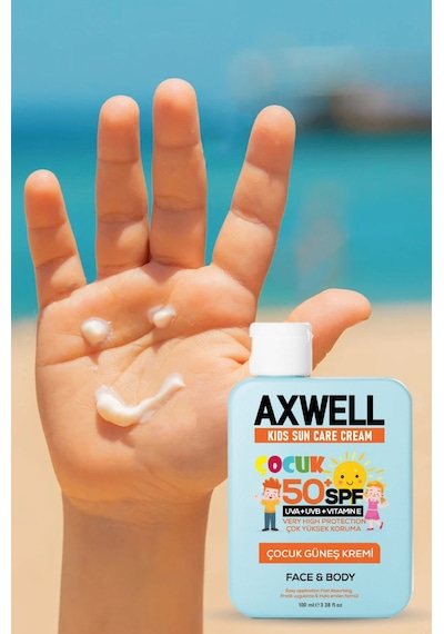 Axwell Kids Sun Cream Çocuk Güneş Kremi Çok Yüksek Koruma + Vitamin E SPF50+ 100 ML