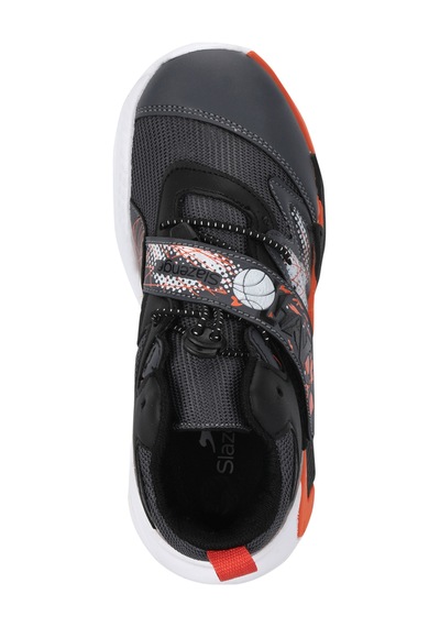 Slazenger Knıght I Unisex Çocuk Cırt Cırtlı Koyu Gri / Turuncu Günlük Spor Ayakkabısı