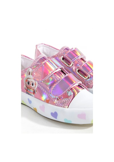 Artı Artı Ayakkabı Mia Kids-2401 Hologram 3d Kız Çocuk Cırtlı Işıklı Pembe Sneakers Pembe