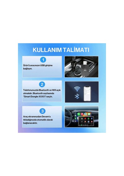 Kablosuz Carplay & Android Auto Adaptörü - Apple Ve Android Cihazlar İçin Evrensel Wireless Carplay Çevirici Lisinya