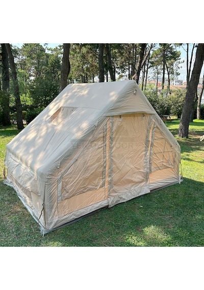 Yek Outdoor 210d Oxford 6 Kişilik 4 Mevsim Soba Çıkışlı Şişme Kamp Çadırı Pompalı, 210x300x190 Cm Krem
