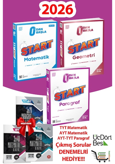 345-start Serisi Matematik-geometri-paragraf Yanında 3 Adet Çıkmış Soru Denemesi Hediye