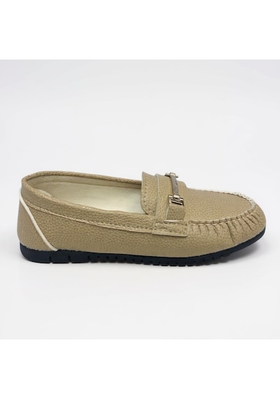 Dosa Shoes Kadın Babet Taba Zincir Tokalı Hafif Rahat Taban Şık Günlük Ayakkabı Vizon