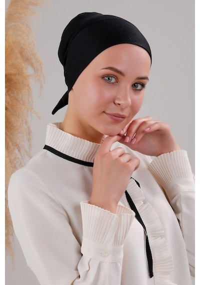 Melodi Scarf Tesettür Geçmeli Bağcıklı Viskon Likralı Dikişsiz Bone Siyah Siyah Melodi Scarf Tesettür Geçmeli Bağcıklı Viskon Likralı Dikişsiz Bone Siyah Siyah