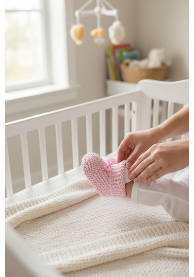 Balbeybi Örgü Triko Yenidoğan Bebek Patiği 0 6 Ay Unisex Ponponsuz Yumuşak Patik Pembe