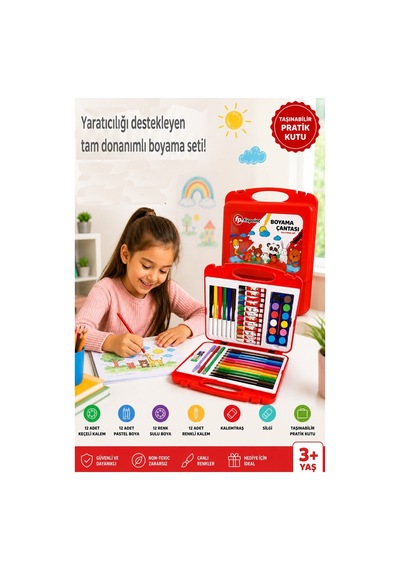 Boyama Çantası 1 Paket Fixpoint 36 Parça Boyama Seti Çantalı Kuru Boya Sulu Boya Pastel Boya Keçeli Kalem
