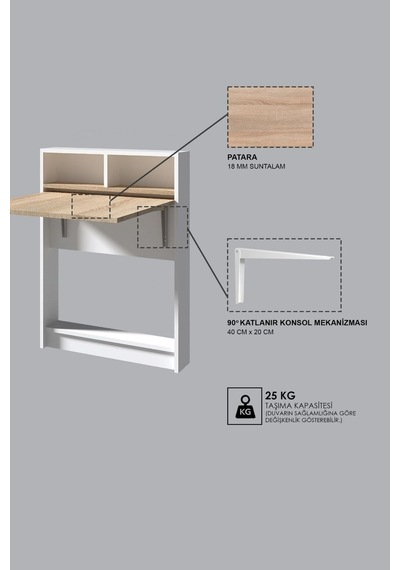 Decormet Bracked Çok Fonksiyonlu Masa Patara Çok Renkli
