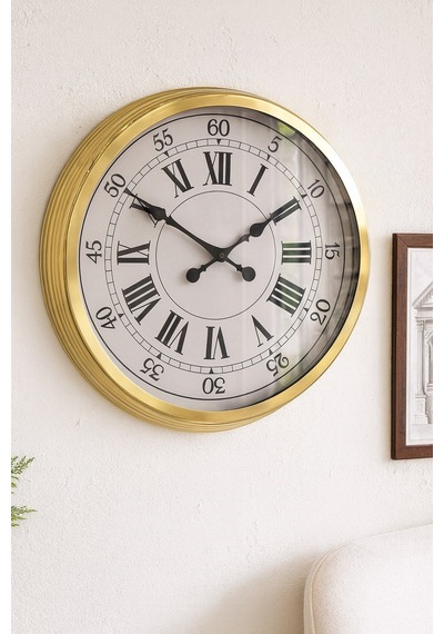 60 Cm Gold Metal Dekoratif Roma Rakamlı Duvar Saati 11 31355117
