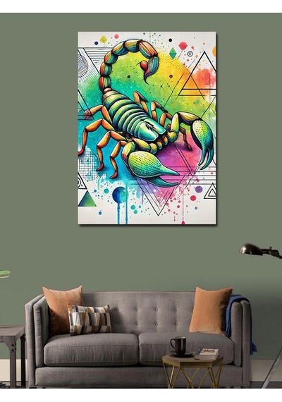Kanvas Tablo Renkli Akrep Ve Geometrik Arka Plan 50cmx70cm