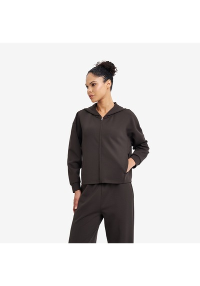Lescon Kahverengi Kadın Fermuarlı Kapüşonlu Sweatshirt 26n-2105