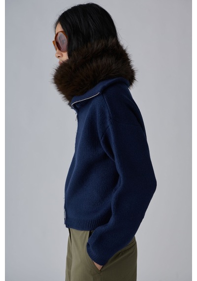 Suud Collection Lacivert Aspen Fermuarlı Triko Hırka