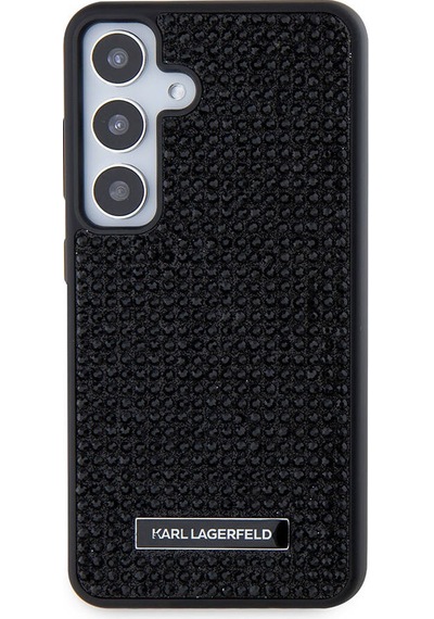 Galaxy S24 Plus Uyumlu Kılıf Taşlı Metal Logo Lisanslı Kapak Siyah