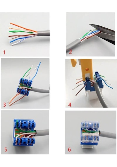 10 Adet - Rj45 Cat6 Utp 180 Derece Keystone Jack