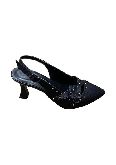 Yaren Moda Kadın Kadeh Topuklu İşlemeli Arkası Açık Stiletto Siyah - 870536469 Siyah
