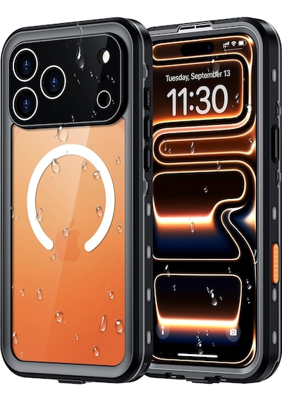 Apple Uyumlu iPhone 17 Pro Max İle Uyumlu Kılıf Su Geçirmez 360 Derece Koruma Waterproof Telefon Kılıfı Siyah