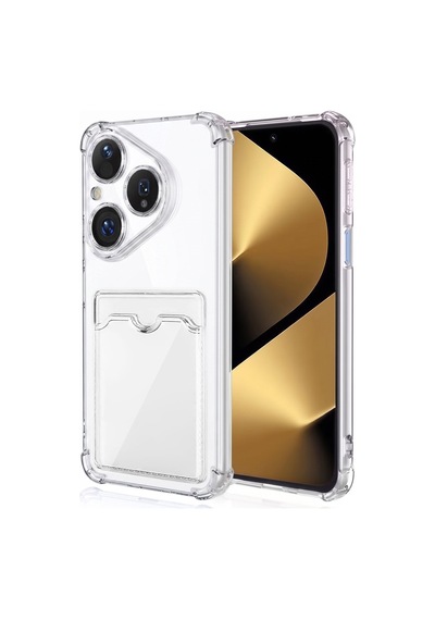 Caseonn Huawei Pura 80 Kılıf Airbag Kristal Kartlık Bölmeli Silikon Kapak Şeffaf