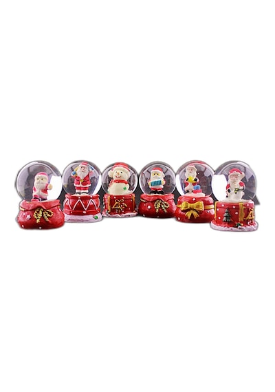 6 Adet Yeni Yıl Noel Yılbaşı Temalı Mini Boy Işıklı Kar Küresi
