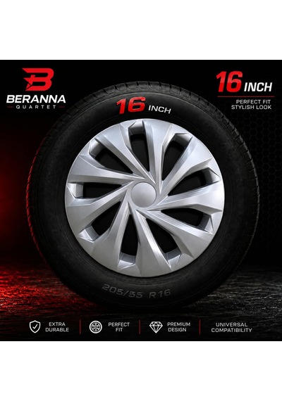 Nissan Juke 16 Inç Kırılmaz Jant Kapağı 4 Adet Gümüş + 4 Amblem + 8 Cırt Kelepçe
