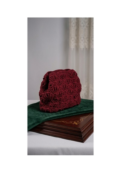 Trakyatrend Vintage Tasarım Makrome El Çantası - Bordo Bordo