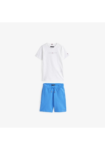 Tommy Hilfiger Baskılı Çocuk Beyaz/mavi Şort Takım Kb0kb09666 Beyaz