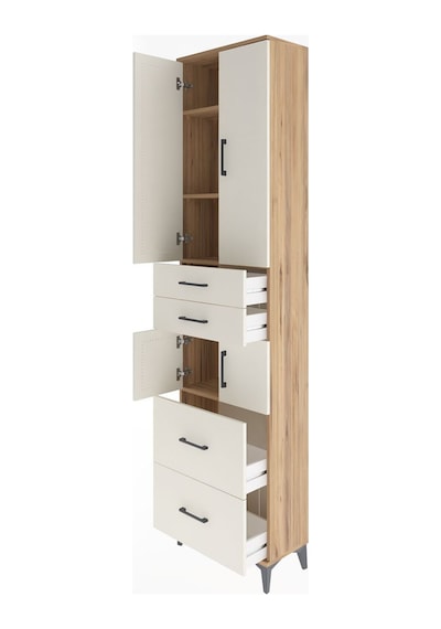 Arges Dolap 4 Raflı 4 Çekmeceli 4 Kapaklı 60x30x243 Çam-aytaşı Çam
