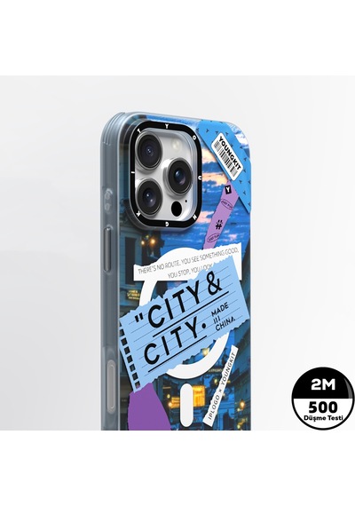 Apple Uyumlu iPhone 15 Pro Kılıf Magsafe Şarj Özellikli Youngkit A-city Serisi Kapak Mavi Mavi