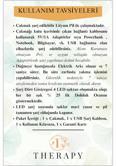 Therapy Smell, Lıghter Lüks Elektronik Mum Çakmağı / Siyah