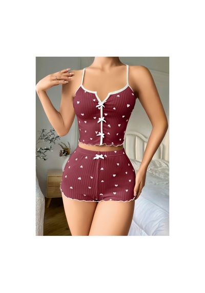 Lily Bianca Nightwear Göbek Dekolteli Şortlu Penye Gecelik Şeffaf
