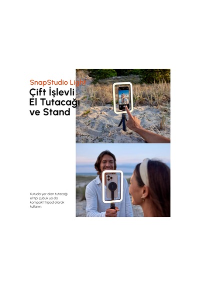 Shiftcam Snapstudio Light Manyetik Led Ring Işık, Ayarlanabilir Parlaklık Ve Renk Sıcaklığı, Usb-c Ş Beyaz
