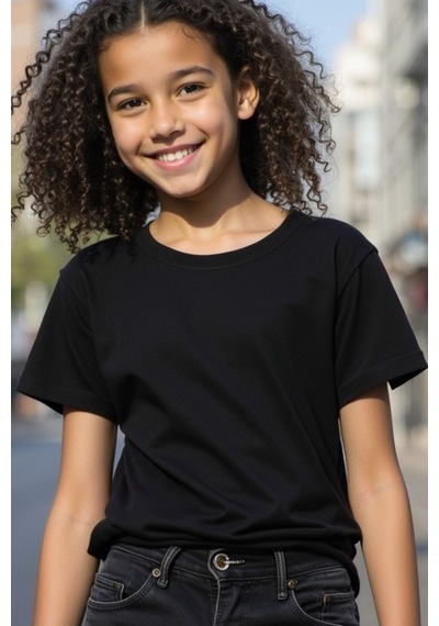 Cloise Siyah Çocuk T-shirt Kız Erkek Unisex %100 Pamuk SIYAH