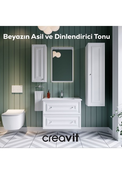 Creavit Kayra Lavabo Dolabı Çekmeceli 80cm Mat Beyaz Mat Beyaz